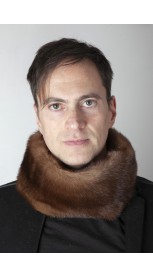 Dark brown mink fur neck warmer - unisex